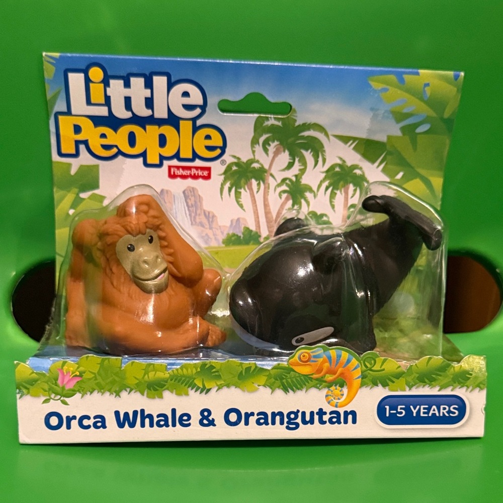 Fisher-Price Little People Orca Whale & Orangutan Figures - NEW